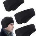JenPen 3 Pcs Double-layer Ear Muffs for Winter Ear Warmers Headband for Men Women Knit Fuzzy Lined for Adult Running Cycling Ski (Black)