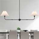 Modern Chandelier, 2-Light Linear Dining Room Light Fixture with White Fabric & ABS Shade Kitchen Island Lighting Fixture for Over Table, Living Room, Bedroom
