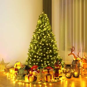 Goplus 5FT Pre-Lit Artificial Christmas Tree Auto-Spread/Close up Branches 11 Flash Modes with Multicolored 150 LED Lights & Metal Stand
