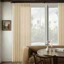 Beige Pinch Pleat Linen Curtains for Patio Sliding Door 72 Inch Width 120 Inches Long Light Filtering Semi Sheer Custom Cotton Extra Wide 72 x 120 Curtain Panels for Living Dining Room Balcony 10FT
