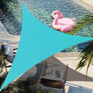 10' x 10' x 10' Turquoise Triangle Sun Shade Sail Canopy Durable Fabric UV Block Awning Custom