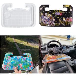 Steering Wheel Tray Resin Molds, DIY Resin Epoxy Casting Craft Car Table Mount Steering Wheel Tray Desk for Laptop & Food