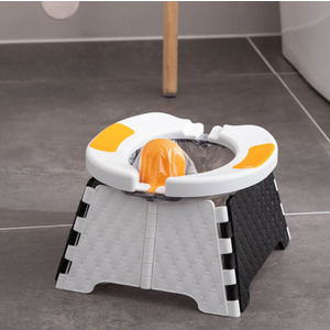 Toilet Seat Toddler, Foldable Potty Training Toilet Seat with Trash Bag, Portable Toilet for Home, Car, Outdoor Travel, Picnic, Beach (Orange)