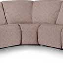 Ruaozz Sectional Sofa Covers Oversized L Shape 5 Seat Recliner Couch Covers - Washable Soft Extra Large Sectional Covers with Pockets (Khaki)