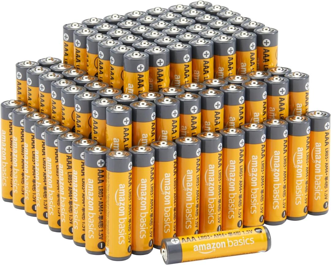 Amazon Basics AAA Long-Lasting Alkaline Batteries, 100-Count, 1.5 Volt, 10-Year Shelf Life, Reliable for Multiple Devices