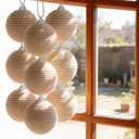 Odies 9 Pcs 2.36 Inch Natural Jute Decor Balls, Cream White Boho Farmhouse Hanging Ornaments for Home, Wedding, Wreath & Seasonal Decor