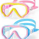 VegoVia Kids Swim Goggles with Nose Cover, Anti Fog Wide View Clear Swim Mask for Kids Youth 3-15, Anti-Shattered No-leak (F-Blue & Pink (2 pack))