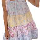 Women Tie Shoulder Mini Dress Floral Ruffle Babydoll Dress Boho Square Neck Sundress Cute Summer Dresses (Large)