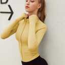 Lviefent Womens Lightweight Full Zip Running Track Jacket Workout Slim Fit Yoga Sportwear with Thumb Holes (Yellow, S)