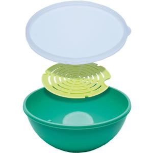 Jokari Watermelon Salad Bowl with Strainer and Lid  Self-Draining Container for Fruit, Vegetables, and Mixed Greens  Includes Nesting Colander Tray and Snap-Tight Storage Lid