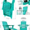 Ciokea Folding Adirondack Chair with Retractable Ottoman Fire Pit Patio Chair with Pull Out Foot Rest Weather Resistant Lawn Outdoor Lounge Chair with 2 Cup Holder (Lake Blue)