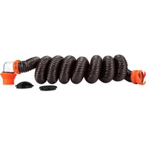 Camco RhinoFLEX 15-Ft Camper/RV Sewer Hose Kit - Features Clear Elbow Fitting w/Removable 4-in-1 Adapter - Connects to 3 Slip or 3/3.5/4 NPT Threaded Sewer Connection (39761)