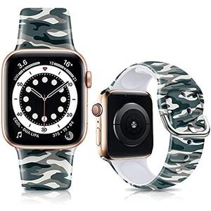 Bands Compatible with Apple Watch Band 38mm  for Women Men Silicone Floral Pattern Printed Band Strap for iWatch Band SE Series 9 8 7 6 5 4 3 2 1 Wristband (Black Flower)
