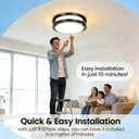 Drosbey 36W Dimmable LED Ceiling Light Fixture, 12in Flush Mount Light Fixture, Ceiling Lamp for Bedroom, Kitchen, Bathroom, Hallway, Super Bright 3500 Lumens, Black, 3000K Warm White