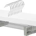 Amazon Basics Durable Wooden Pants and Skirt Hangers with Clips - White, 10-Pack
