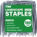 TiTifield 4 Inch 180 Pack Landscape Staples Galvanized Garden Stakes Anti-Rust Landscape Pins for Weed Barrier Fabric, Artificial Turf and Landscape Fabric