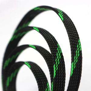 30ft PET Expandable Sleeving Wire Cable Sleeve (1/2", Green&Black)