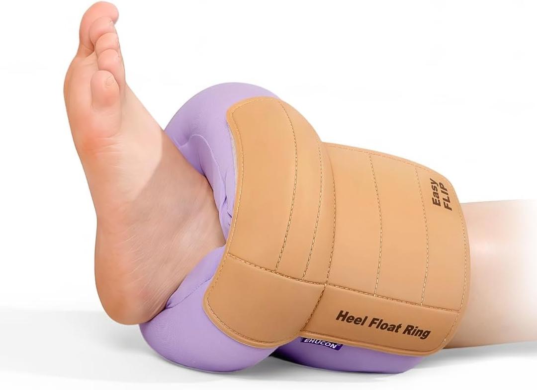 Heel Protector for Pressure Sores, Ankle Elevation Pillow for Heel Pain Relieve & Foot Support,Egg Crate Foam Heel Cushion Pillow for Elderly,Bedridden Patients-1PC (Purple)