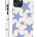 for iPhone 15 Case for Women Girl Men Boy, Compatible with MagSafe, Shockproof Soft Silicone & Hard PC Shell Protective Case for iPhone 15 - Light Blue Stars