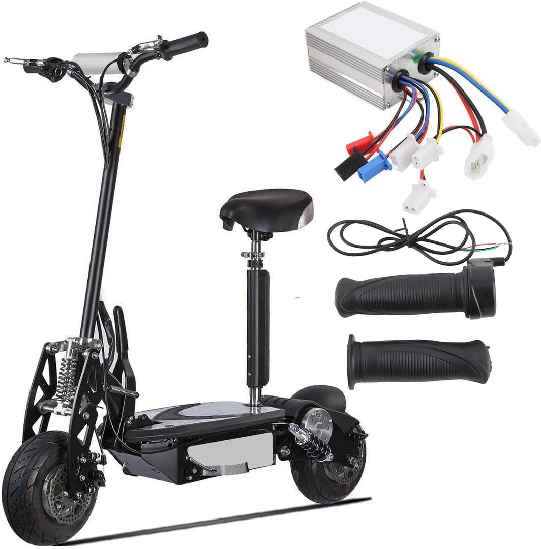 Qiilu DC Motor Speed Controller, Brush Motor Driver Controls Module with Throttle Grip DC 12V 24V 36V 48V 500W Aluminium Alloy for Electric Bike Scooter