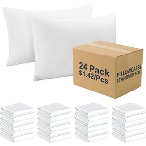ZPECC White Pillow Cases Bulk 24 Pack - Standard Pillowcases with Envelope Closure, Soft Brushed Microfiber Pillow Cover for Hotel Airb&bs Hospital Bedding Essential