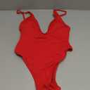 ESONLAR Women's Sexy Plunging V Neck Bathing Suit Open Back One Piece Swimsuits (Red) S