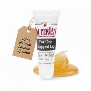 Organic Lanolin Lip Balm - Lip Repair For Hot/Dry Weather - Natural Lanolin Nipple Cream - Lip Moisturizer For Cracked Lips - Hydrating Lip Care - Ultra Pure Jojoba Oil - Kosher Chap Stick (0.35 Oz) (Original 1 Pack)