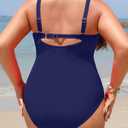 Yonique Women Plus Size One Piece Swimsuits Tummy Control Bathing Suits Twist Front Ruched Swimwear (Blue, XL)