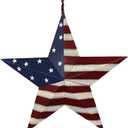 E-view Metal American Flag Barn Star Decor Patriotic Mounted 3D Wall Art July of 4th Decoration 12"-A