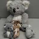 Lenwen 5 Pcs Koala Bear Stuffed Animal Set 12.6 Inch Mommy Koala Plush with 4 Cute Babies in Her Zippered Tummy Soft Cuddly Nursery Koala Plushie for Boys Girls Birthday Baby Shower Party Favor Gifts