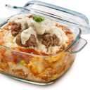 NUTRIUPS 1L Glass Square Casserole Dish with Lid, Mini Glass Casserole Cookware (5.7in)