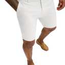 PLEPAN Men's Slim Fit Stretch Dress Shorts 7" Lightweight Skinny Casual with Expandable Waist Summer Shorts (White, M)