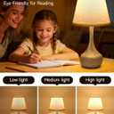 FAISHILAN Touch Table Lamp for Bedroom Set of 2, Farmhouse 3-Way Dimmable Table Lamps for Nightstand with Fabric Shade, Lamps for Living Room，Desk Lamps for Home Office, Black Lamp for Bedroom