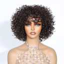 Brown Short Big Spiral Curls Wigs Glueless Wig with Bangs Afro Curly Wig for black Women Beginner Friendly 4#,4A Curls