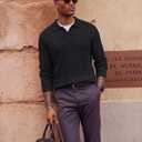 COOFANDY Mens Polo Sweater Long Sleeve Classic Twisted Knitted Pullover (Black, XL)