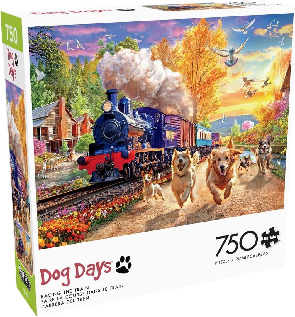 Buffalo Games - Angelo Bonito - Racing The Train - 750 Piece Jigsaw Puzzle for Adults -Challenging Puzzle Perfect for Game Nights - Finished Size is 24.00 x 18.00