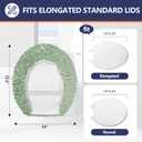 Luxury Soft Microfiber Toilet Lid Cover Machine Washable Solid Toilet Seat Cover 17.5" x 15" Adjustable Rubber Backing Fits Most 16-17.5" L x 14-16" W Round Oblong and Elongated Toilet Seat