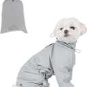 Dog Raincoat, Waterproof Coat, Light Weight & Weather Resistant Shell, Full Coverage Rain Jacket with Legs, Grey, Including Storage Bag (XX-Large)