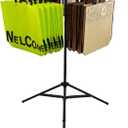 CozyNova Shopping Bag Rack: Adjustable Height & Base, Premium Metal Display Stand for Stores & Malls, Holds Up to 50lbs, Foldable & Space-Saving Design (Black)