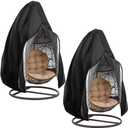 UpgradedPatio Egg Chair Covers with Zipper, Wicker Egg Swing Chair Covers, Waterproof Heavy Duty Weather Resisatnt Outdoor Chair Cover, Windproof Hanging Chair Cover, 75" x 45", Black, 2 Pack