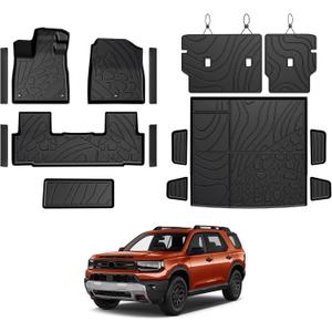 Floor Mats for Honda Passport 2026, All Weather Floor Mats Trunk Cargo Liner with Backrest Protectors, Lower Cargo Mat and Door Sill Guards Accessories, Full Coverage Set