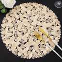 Gold Round Placemats Set of 6 Metallic Pressed Vinyl Butterflies Flower Place Mats for Dinner Table Setting Decor Holiday Wedding Accent Centerpiece Table Mats