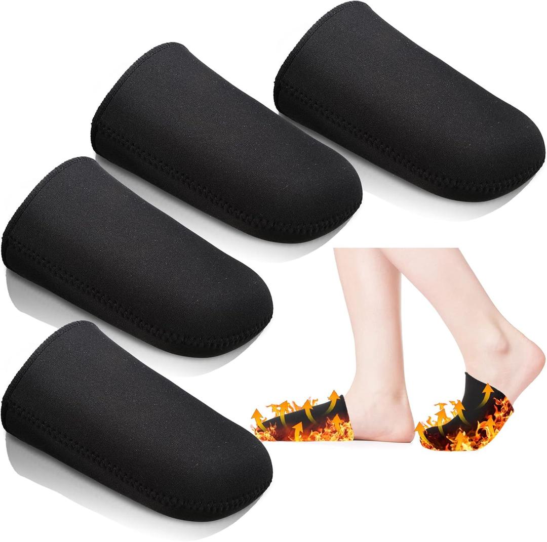Zhanmai 2 Pairs 3 mm Neoprene Toe Covers Warmers Black Booties Thermal Foot Toe Cap ice bath Sock for Winter Cycling Running (Large)