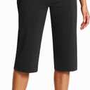 ISEEGZ 15"/ 18"/ 21"/ 25" Capri Pants for Women High Waist with Pockets Women's Capris Workout Yoga Pants Loose Straight Leg (Black, XL)