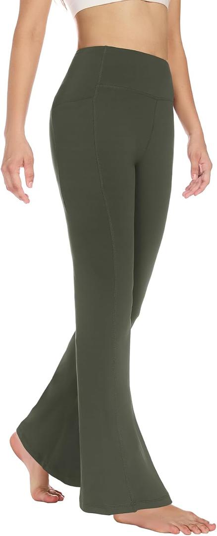 Women's Flare Leggings Bootcut Yoga Pants High Waisted Bell Bottom Workout Dress Pants with Pockets (XXL)