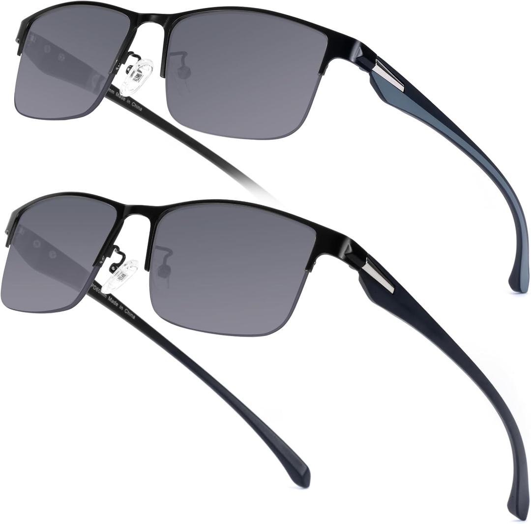 SKYOAK 2 Pack Premium Reader Sunglasses for Men with UV400 Protection Outdoors, TR90 Lightweight Tinted Reading Glasses