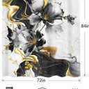 Omifly Black White Gold Marble Shower Curtain 72Wx84L Inch Abstract Flower Modern Floral Luxury Ink Texture Plant Minimalist Men with 12 Plastic Hooks Fabric Waterproof Toilet Accessories Decor