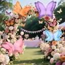 Havawish 4 Pcs Gaint Butterfly for Party Decorations 19.7"/ 11.81" 3D Crepe Paper Hanging Large Butterfly for Women, Flower Paper Party Decorations for Spring Wedding Birthday Garden Nursery Decor (Purple, Pink, Blue, Orange)