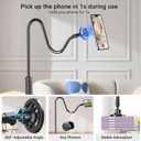 Magnetic Phone Holder for Bed Laying Down with Remote Page Turner, Bedside Gooseneck Phone Stand with Clicker for Reading, Flexible Mount with Wireless Scrolling Ring for iPhone/Tiktok/Short Video