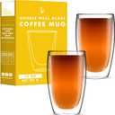 Kitchables Double Walled Glass Coffee Mugs Set of 2, 15oz Insulated Glass Coffee Mugs for Cappuccino, Latte, Tea, Espresso - Latte Cup - Tazas Para Cafe